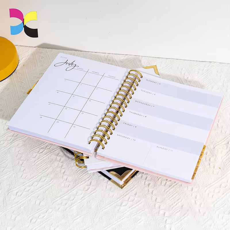 A5 White Notebook White Line Leather Fabric PVC PP Cover Options Loose-Leaf Spiral Thread Sewing Saddle Stitching Journal A4