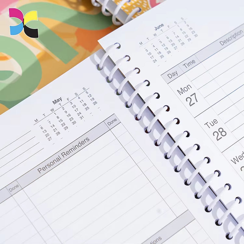 Custom Cover Full Color Print Soft Cover Spiral Diary Planner Notebook and Journal