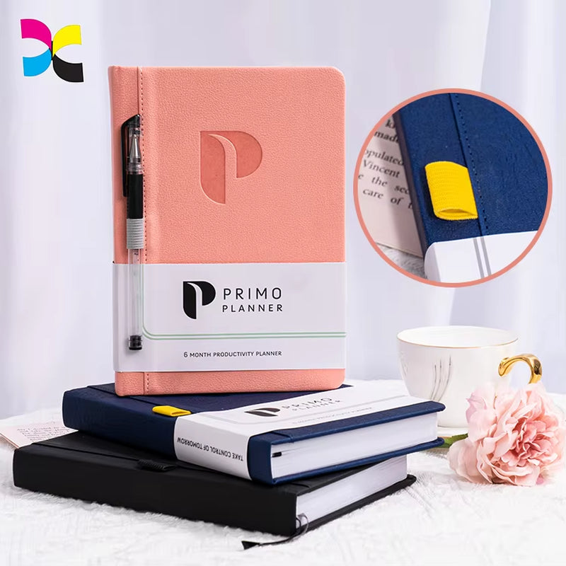 Customizable A5/A6 Hardcover Leather/Pu Planner Journal Notebook with Pen