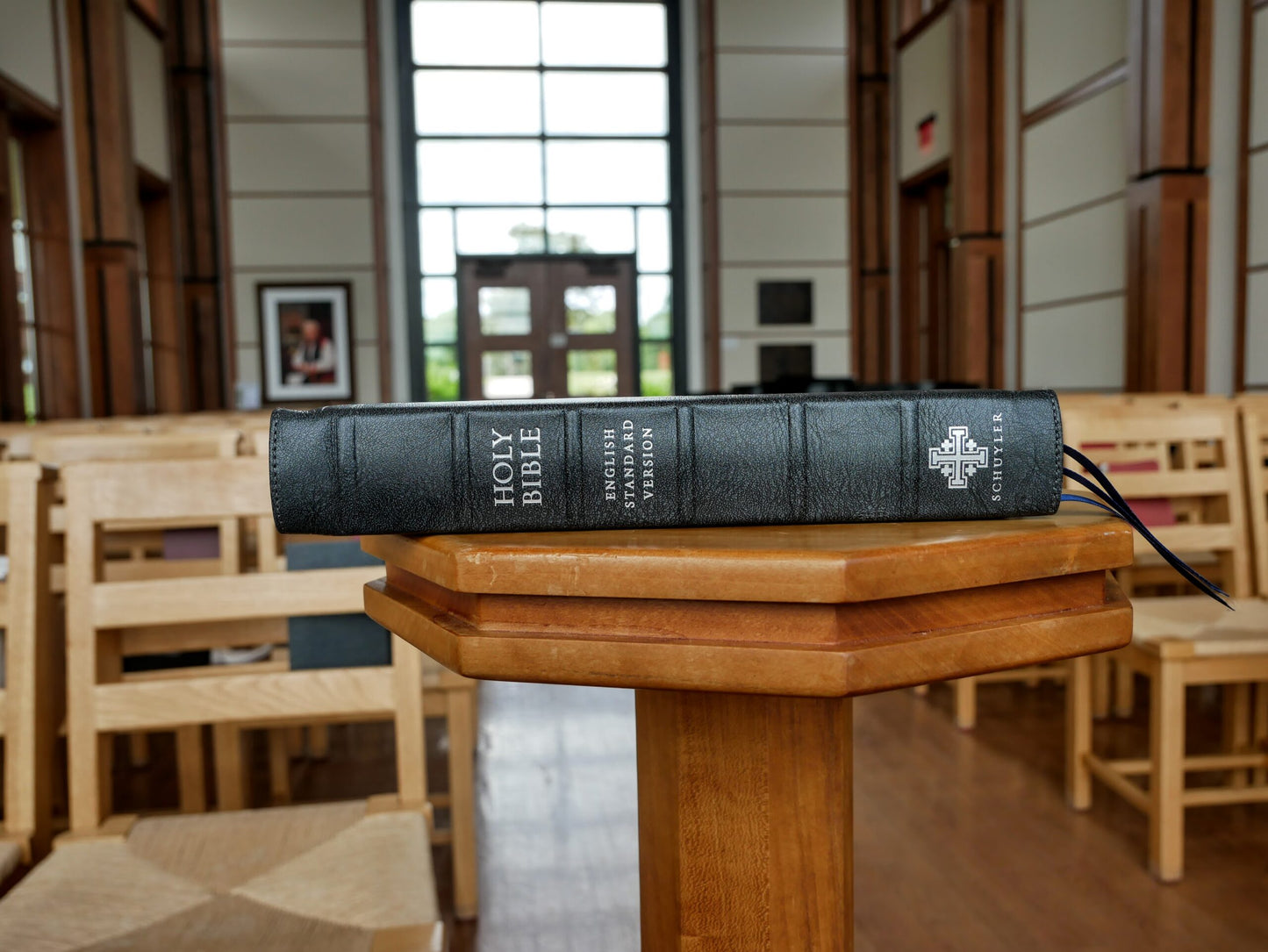 Schuyler Treveris ESV, Full Yapp Black Pearl Calfskin Bible