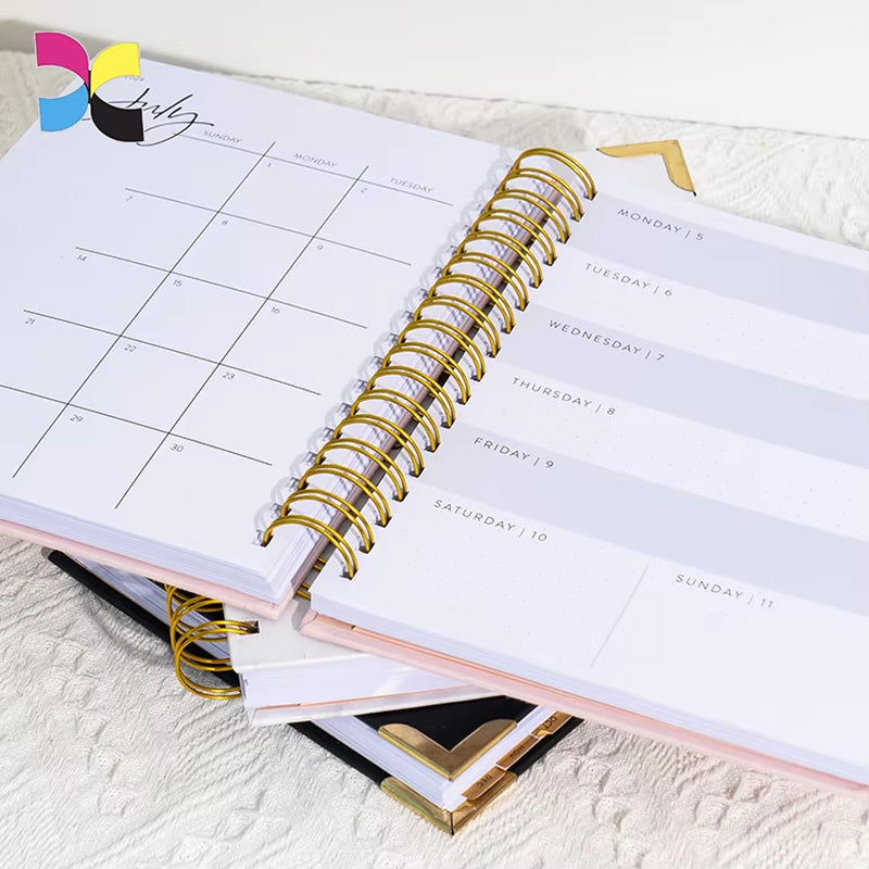 A5 White Notebook White Line Leather Fabric PVC PP Cover Options Loose-Leaf Spiral Thread Sewing Saddle Stitching Journal A4